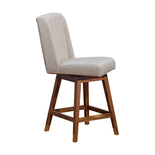 Stancoste Swivel Bar or Counter Stool in Oak Wood Finish with Fabric