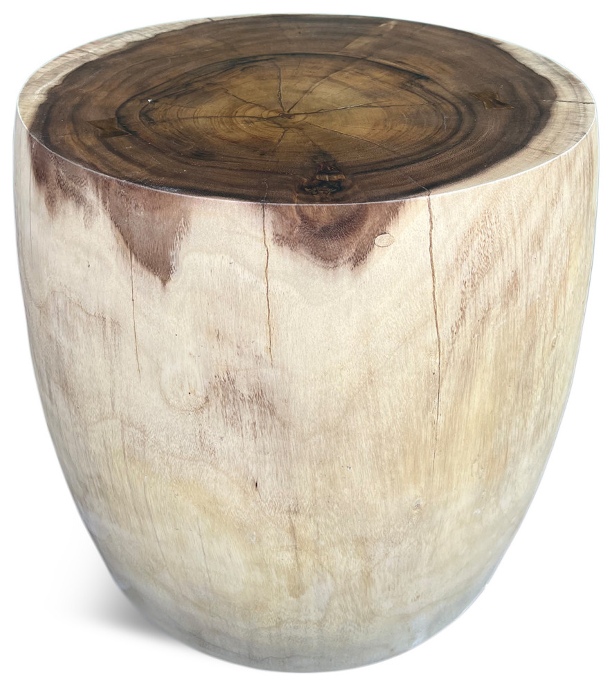 Monkey Pod Drum Stool Table 1   Rustic   Side Tables And End Tables   by Design Mix Furniture  Houzz