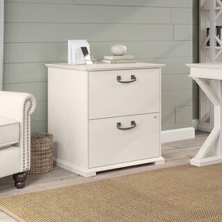 Bush Furniture Homestead Farmhouse Lateral File Cabinet in Linen White Oak HOF129LW-03