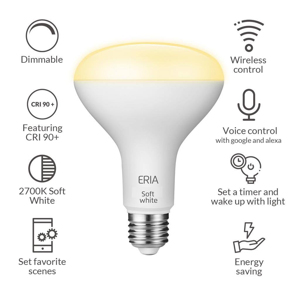 AduroSmart ERIA 65-Watt Equivalent BR30 Dimmable CRI 90+ Wireless Smart LED Flood Light Bulb Soft White 81815