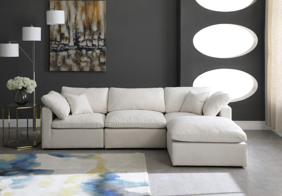 Plush Velvet / Down Standard Comfort L Shaped Modular Sectional   Transitional   Sectional Sofas   by Meridian Furniture  Houzz