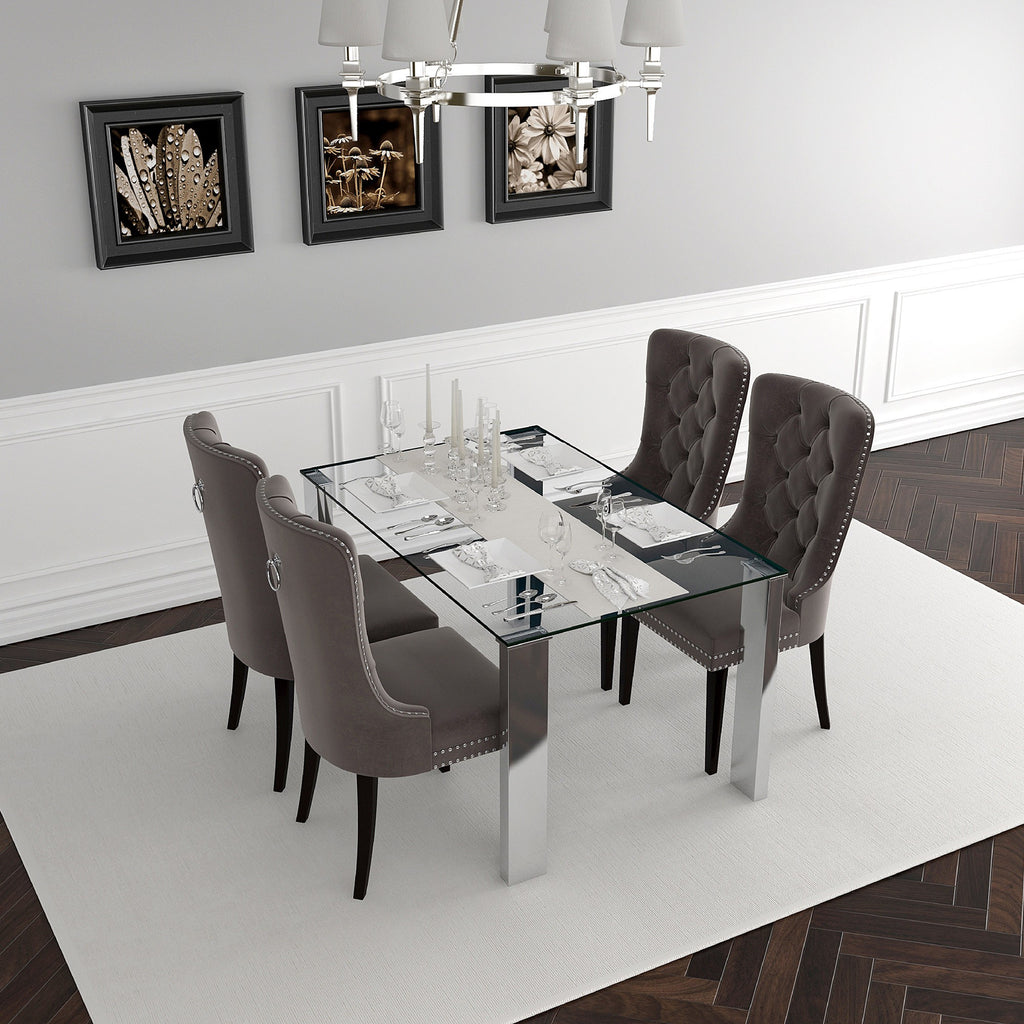 World Wide FrankfurtRizzo 207165080GY 5pc Dining Set ChromeGrey