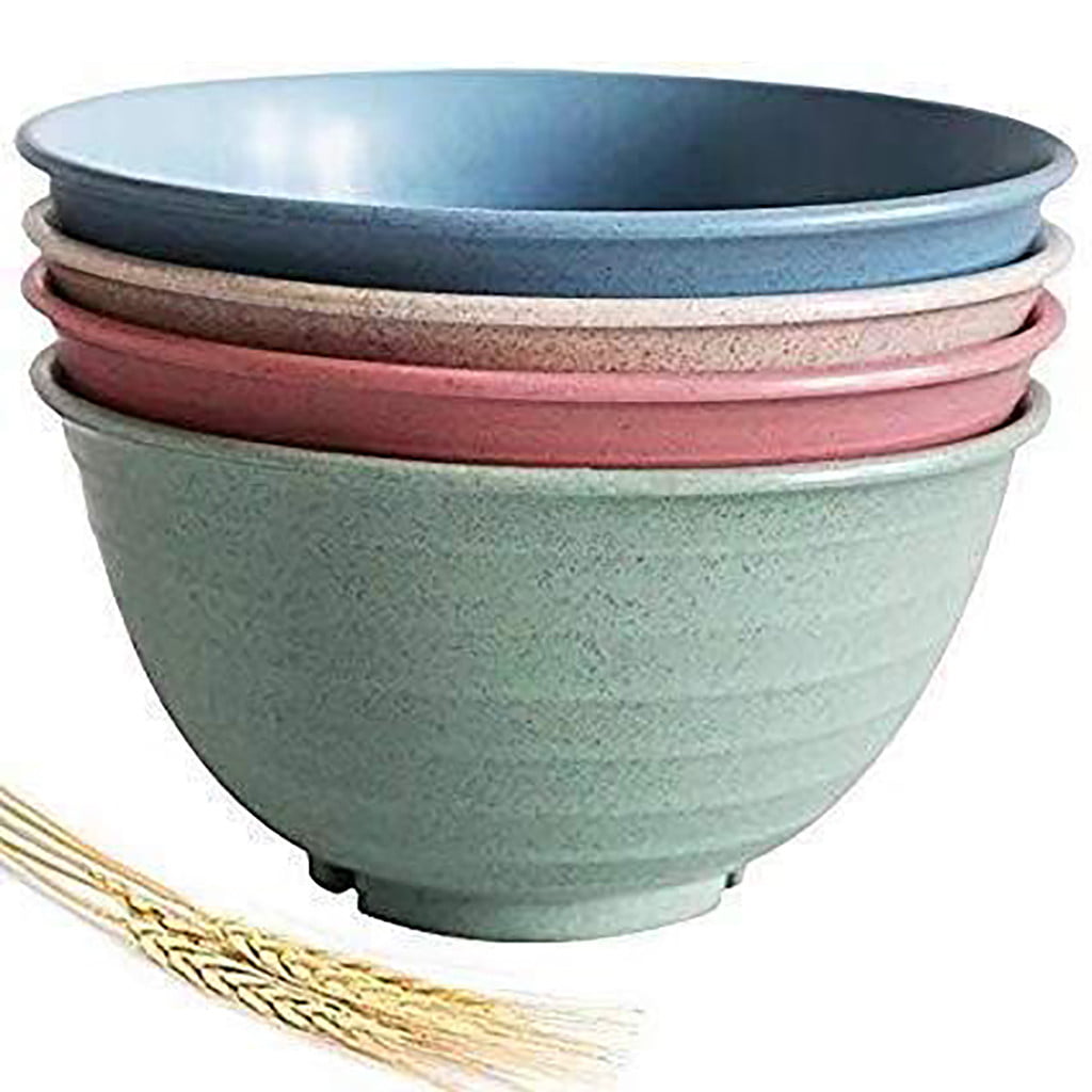 yotyukeb Kitchen Products Plastic Bowls- Microwave- Dishwasher Safe Cereal Bowl Large X 4Pcs