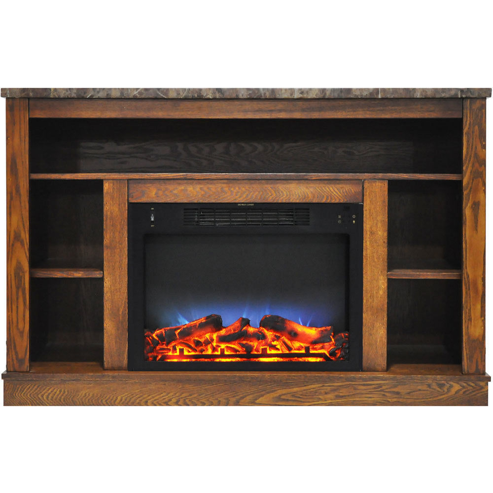 Cambridge Seville 47'' Freestanding Electric Multi-Color LED Fireplace with Log Insert and Remote | Walnut Mantel | For Rooms up to 210 Sq.Ft. | Adjustable Heat Settings | Timer