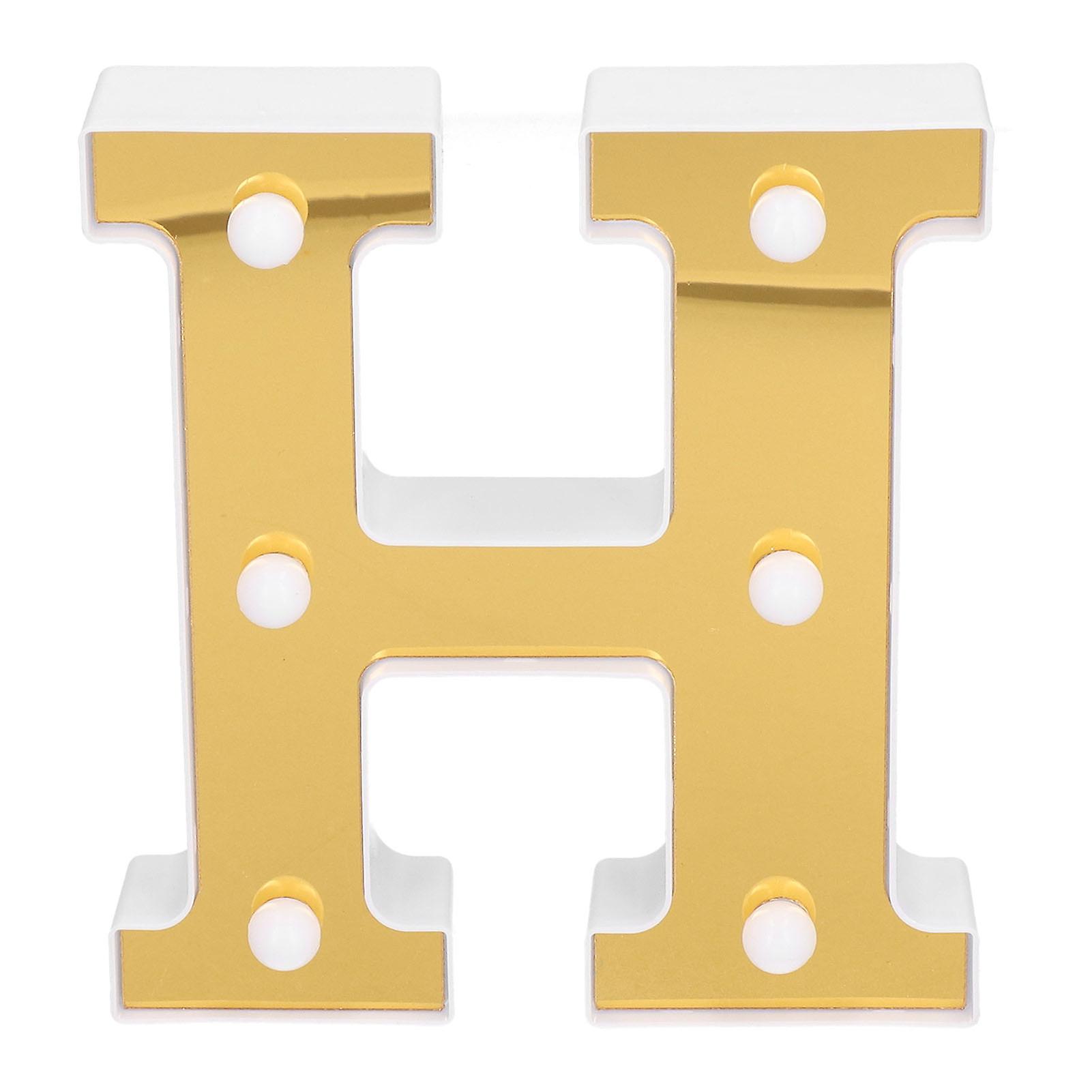 Gold Led Letter Light H Alphabet Night Light For Bedroom Wedding Birthday Decoration Warm White