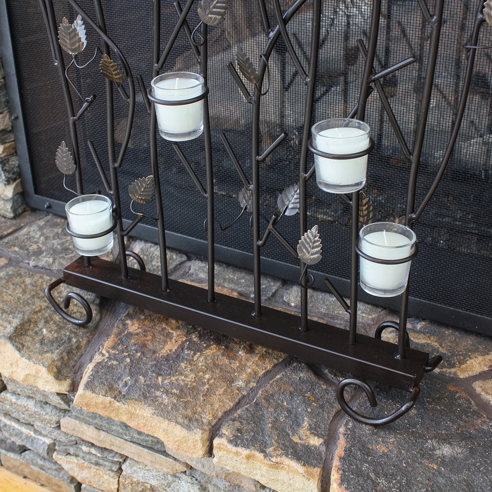 Minuteman International Rustic Summer Fireplace Screen for Votives  26 Inch Tall  Roman Bronze and Gold
