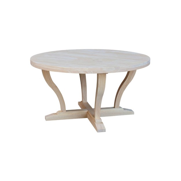 Lacasa Solid Wood Round Coffee Table Unfinished International Concepts