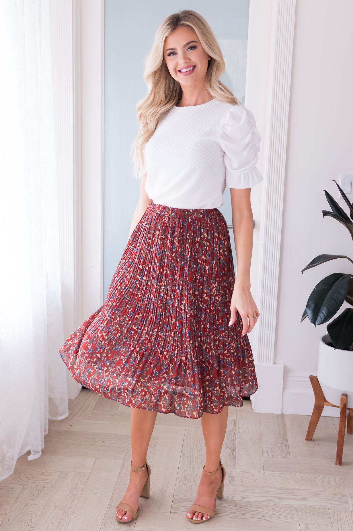 Fall Blooms Modest Pleat Skirt