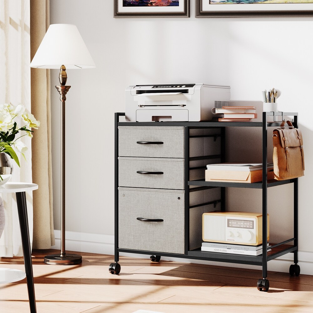 Modern 3 Drawer File Cabinet with 3 Shelves