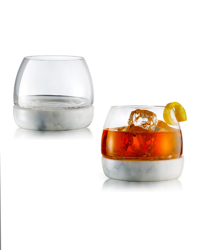 Qualia Glass Marble Whisky Glasses Set of 2 11 Oz