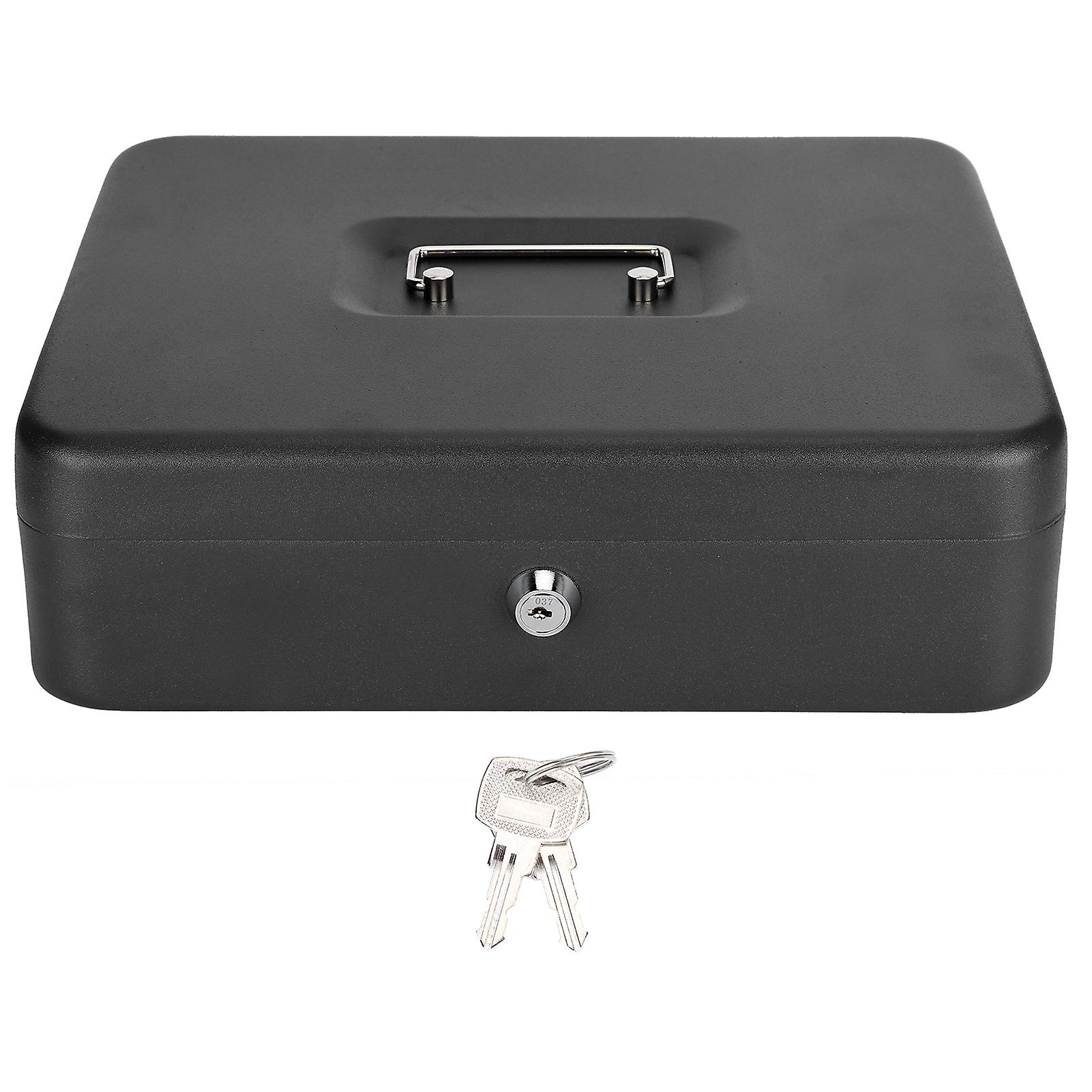 Portable Security Lockable Cash Box Tiered Tray Money Drawer Safe Storage Box 4 Bills5 Coins