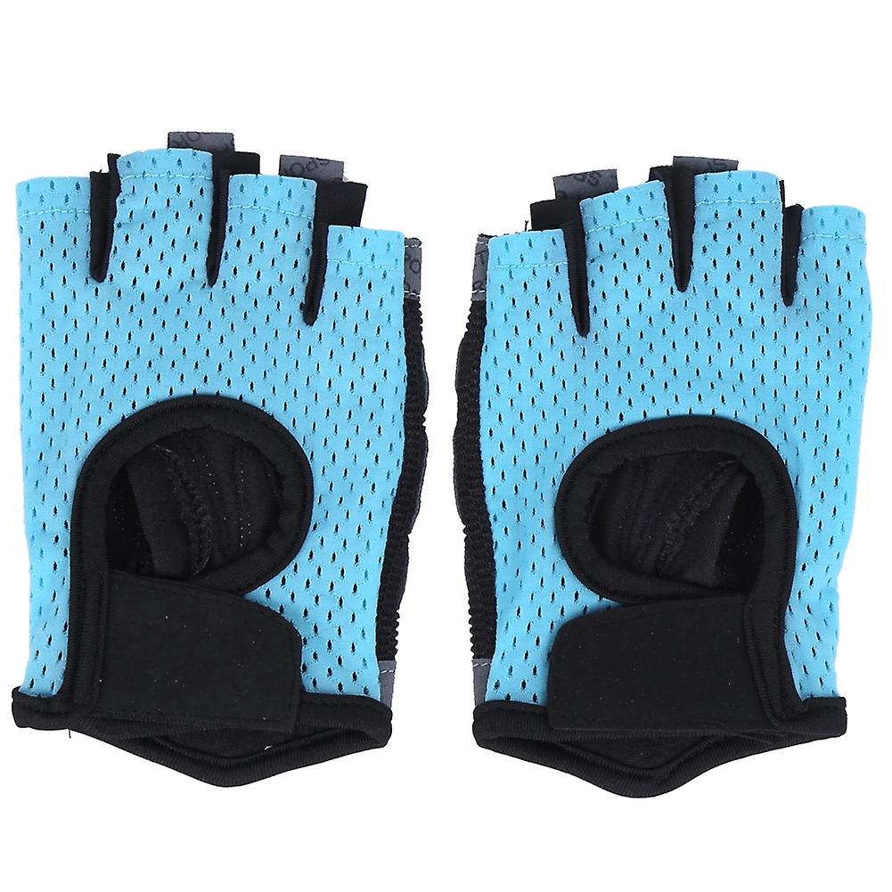 Fitness Exercise Gloves Anti-skid Breathable Sports Training Half Finger Gloves For Yoga Blue(l )