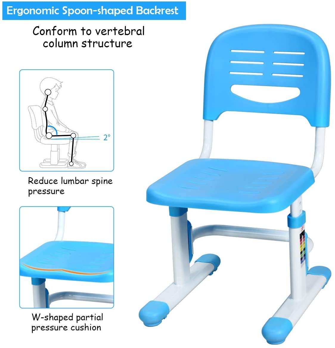 Baby Joy Kids Desk and Chair Set, Height Adjustable, Student Study Table with Storage Drawer