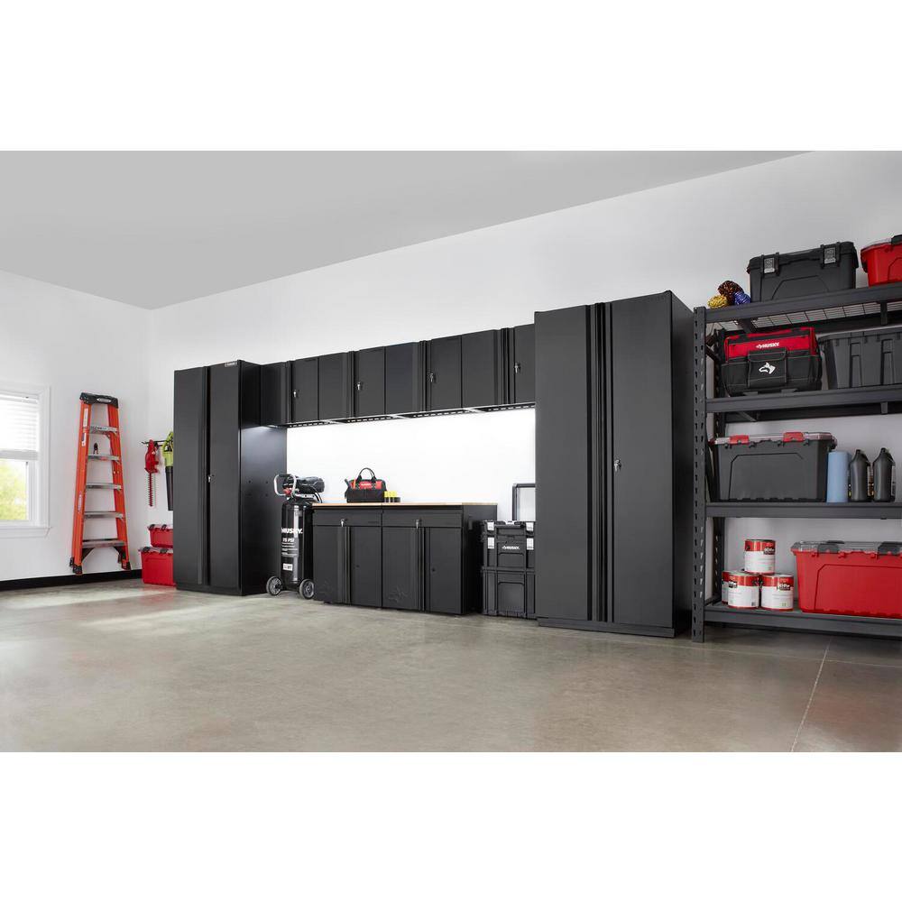 Husky 8-Piece Heavy Duty Welded Steel Garage Storage System in Black (184 in. W x 81 in. H x 24 in. D) HTC820240