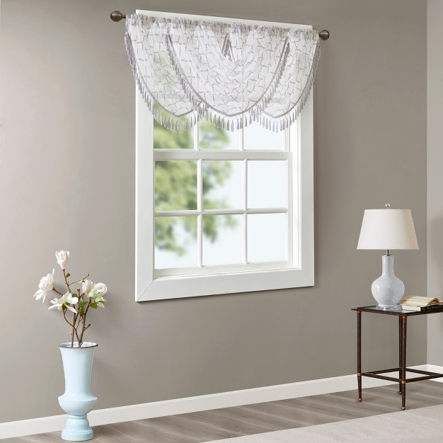 Clarissa Diamond Sheer Embroidered Waterfall Valance