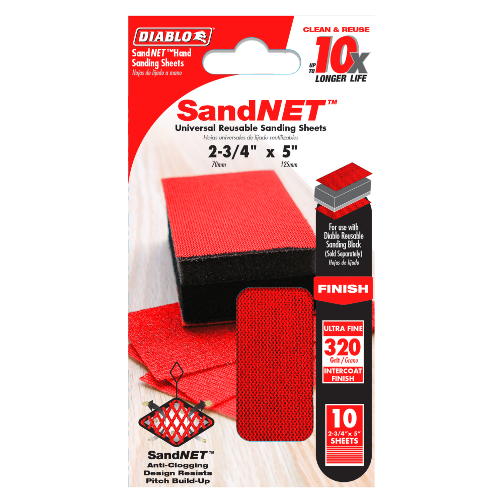 Diablo Tools SandNET Sanding Sheets 2 3/4 x 5 320 Grit Reusable 10pc