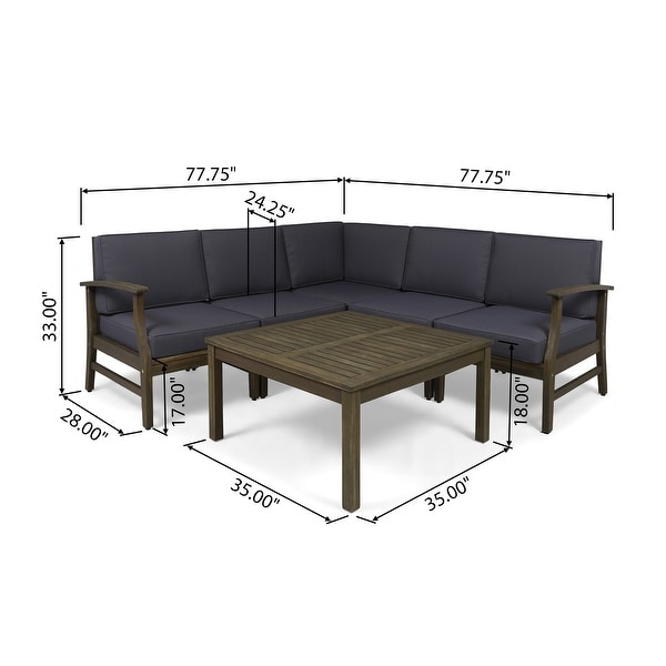 Perla Acacia Outdoor 5seat Sectional Set by Christopher Knight Home