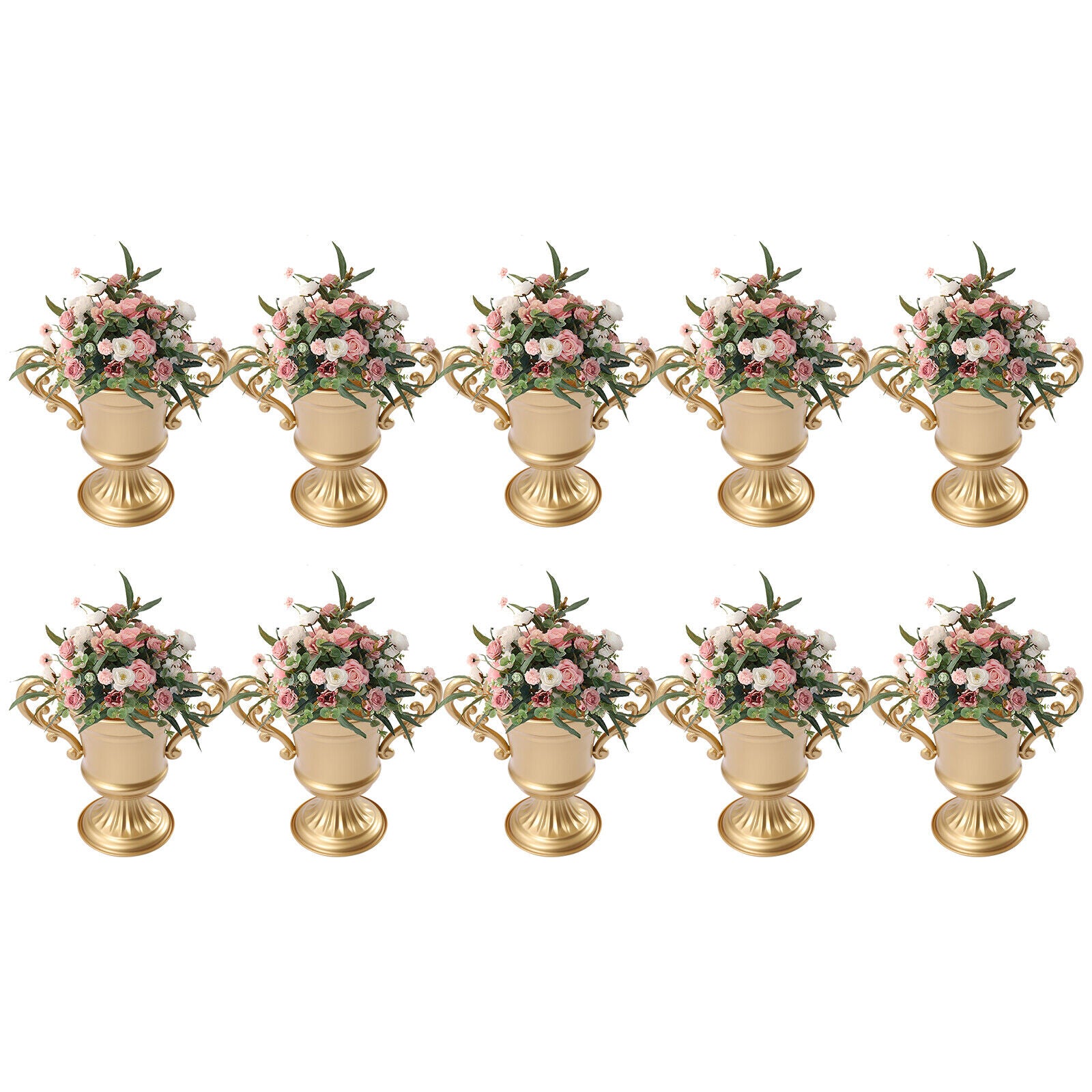 OUKANING 10Pcs Metal Vases Wedding Centerpieces Retro Trumpet Centerpieces Home Party Christmas Decor Gold