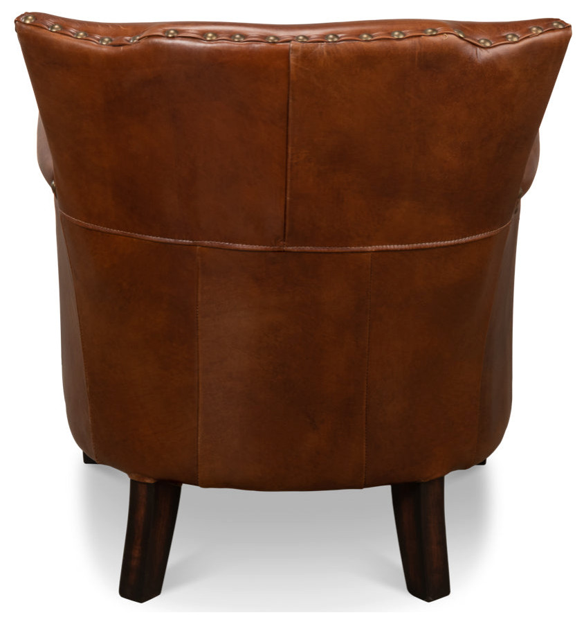 Topeka Leather Club Chair   Transitional   Side Tables And End Tables   by Sideboards and Things  Houzz