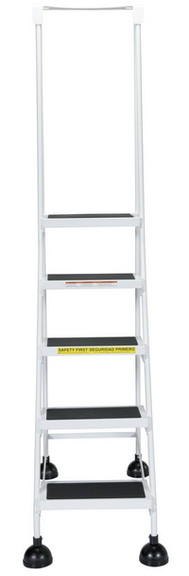 Vestil LAD 5 W spring loaded roll ladder 5 step wh...