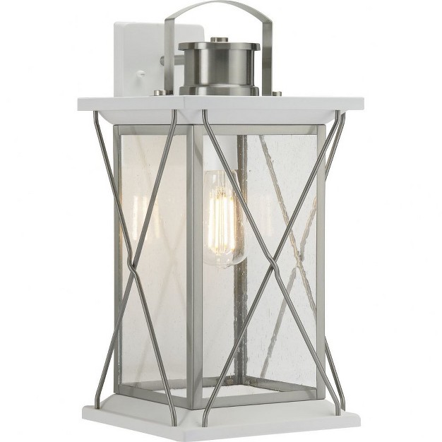 Progress Lighting Barlowe 1 light Small Wall Lantern Stainless Steel Clear Seeded Glass