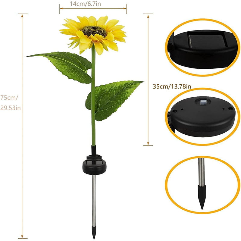 Vkahaak Upgrade Solar Sunflower Lights， LED Garden Solar Lights， Outdoor for Patio Lawn Garden Yard Pathway Decoration Christmas Decoration Parties