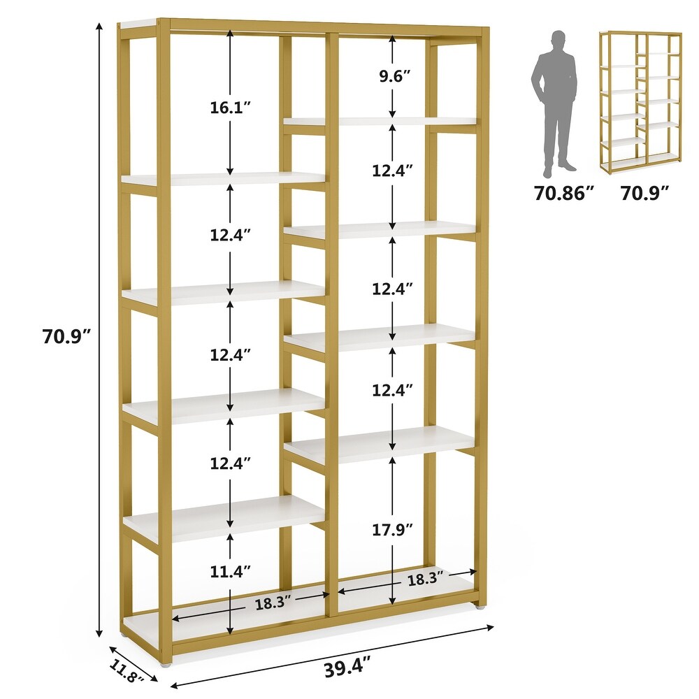 70 inch Bookshelf 10 shelf Open Bookcase   70.86'' H x 39.37'' W x 11.8''L