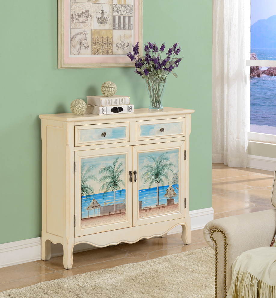 Seascape Cupboard  Creamy White Wash   Tropical   Accent Chests And Cabinets   by Homesquare  Houzz