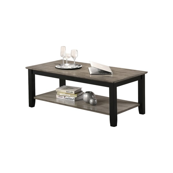 Coffee Table End Table With Open Shelf In Dark Brown and Grey