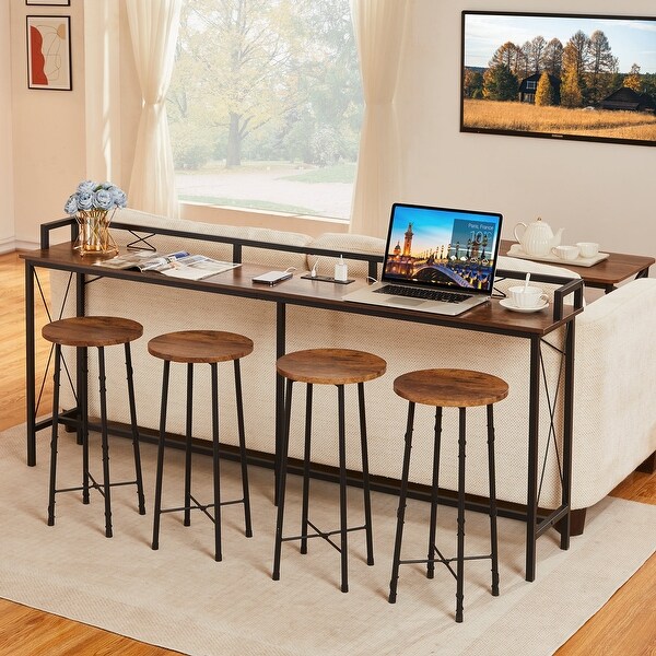 Console Table with 2 Outlet and 2 USB Ports，Entryway Table Narrow Charging Station Sofa Table