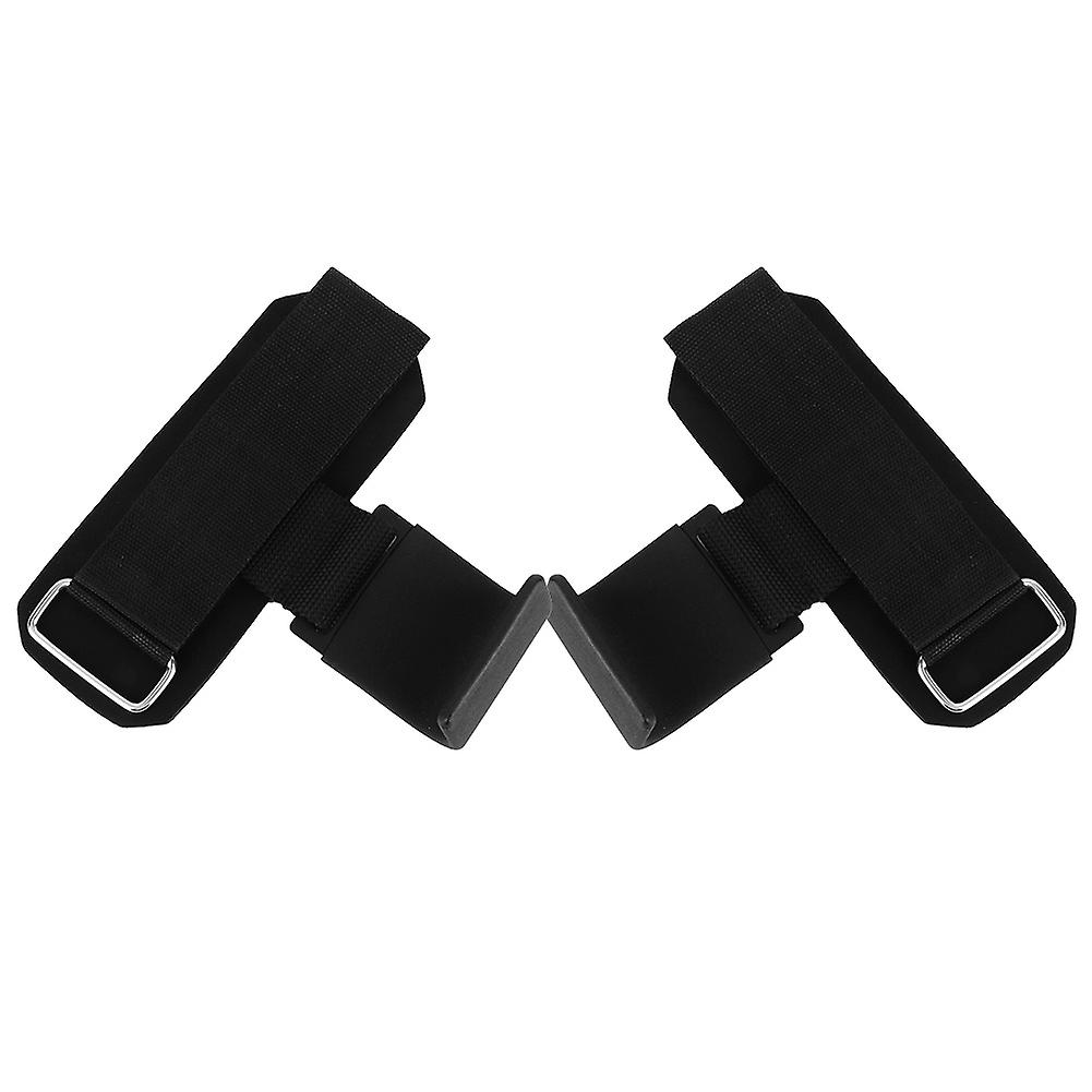 A Pair Weightlifting Hooks Grips Training Gym Anti-slip Wrist Support Straps