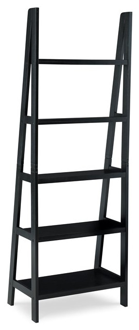 Linon Archdale Wood Open Back 72 quotLadder Bookshelf with 5 Shelves in Black   Transitional   Bookcases   by Homesquare  Houzz