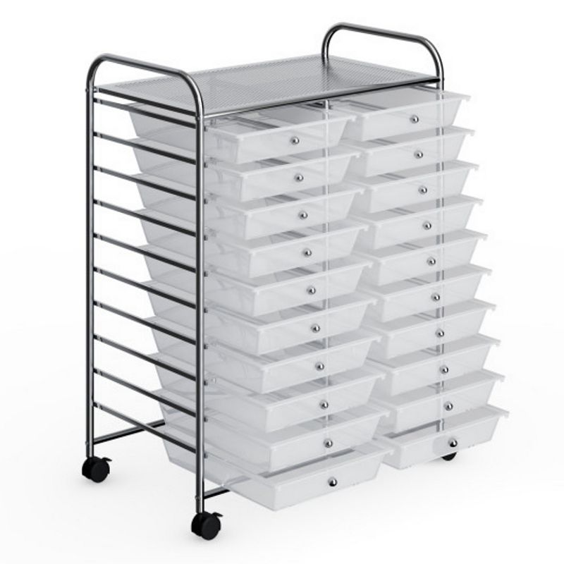 20 Drawers Storage Rolling Cart Studio Organizer