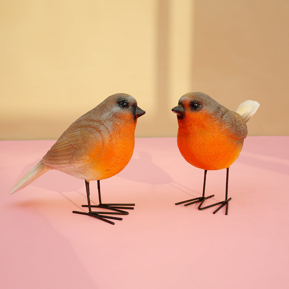 Willstar Polyresin Garden Robin Birds Ornaments Backyard Decor Statues for Yard and Patio Lawn Cute Birds Indoor Outdoor Home Decoration Figurines Animal Statue (2PCS)