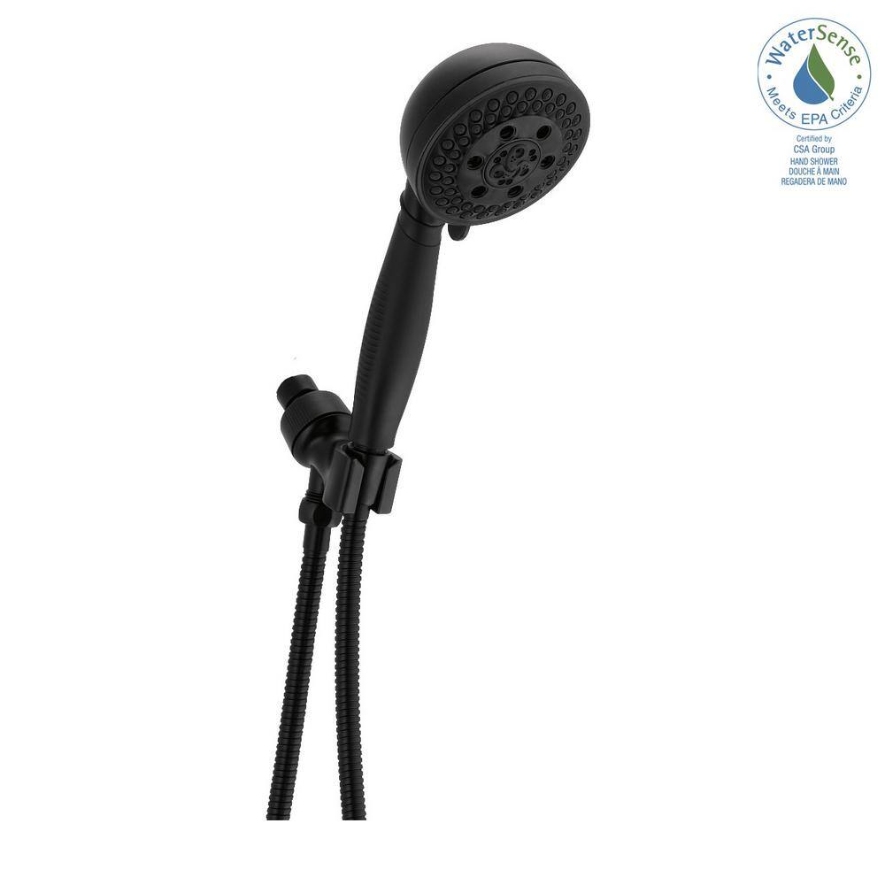 Delta 5-Spray Patterns 1.75 GPM 4.09 in. Wall Mount Handheld Shower Head with H2Okinetic in Matte Black 54445-BL-PK