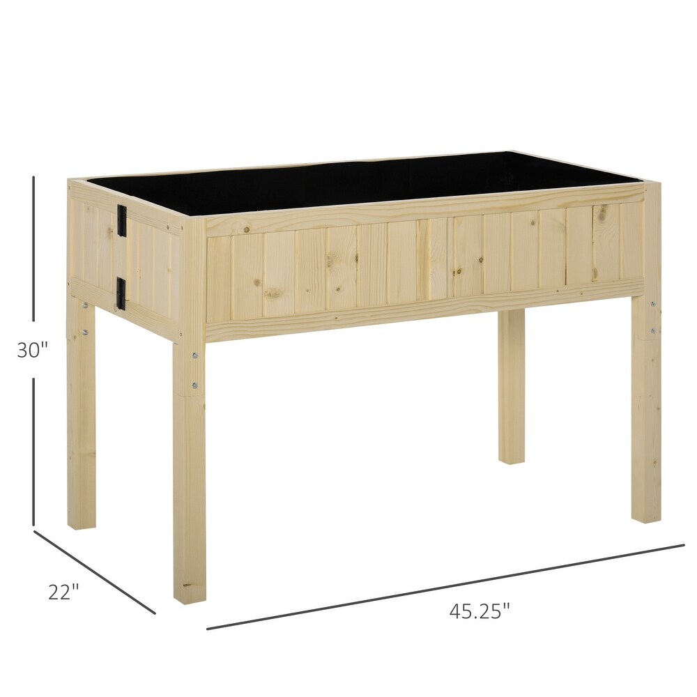 Outsunny Elevated Wood Foldable Raised Garden Bed with Drainage Hole  Outdoor Workstation with Legs  Space Saving Design