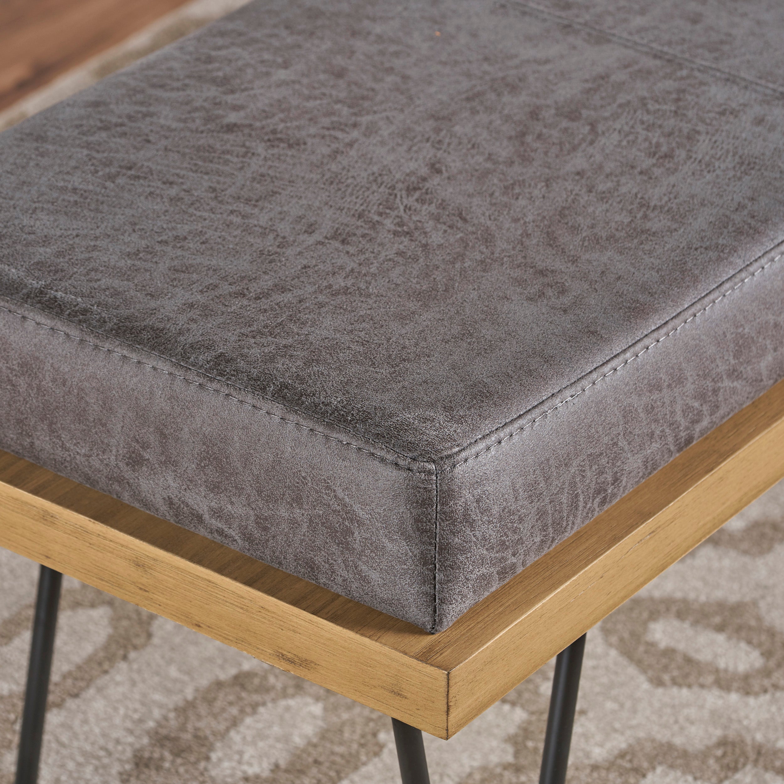 Elaina Industrial Modern Microfiber Bench