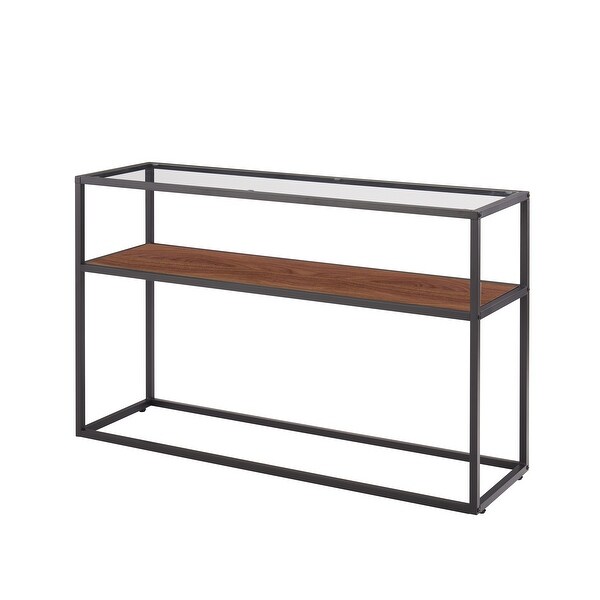 Glass Console Sofa Table， Modern Open Hallway Table， Narrow Entryway Table