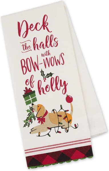 Design Imports Bowows of Holly Embellished Dish Towel