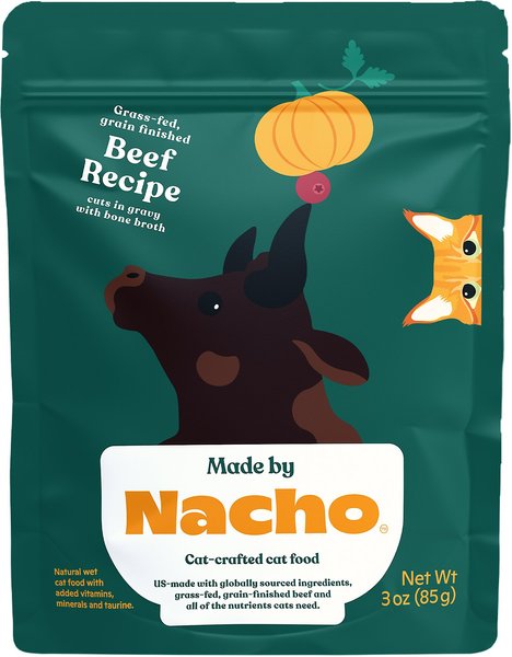 Made by Nacho Grass-Fed， Grain-Finished Beef Recipe Cuts In Gravy With Bone Broth Wet Cat Food