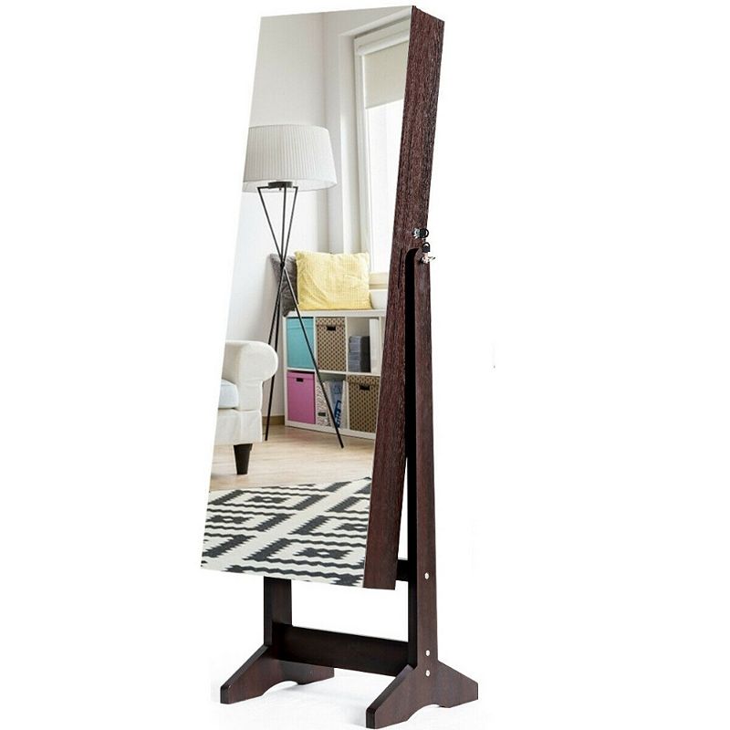 Standing Jewelry Armoire Cabinet With Full Length Mirror