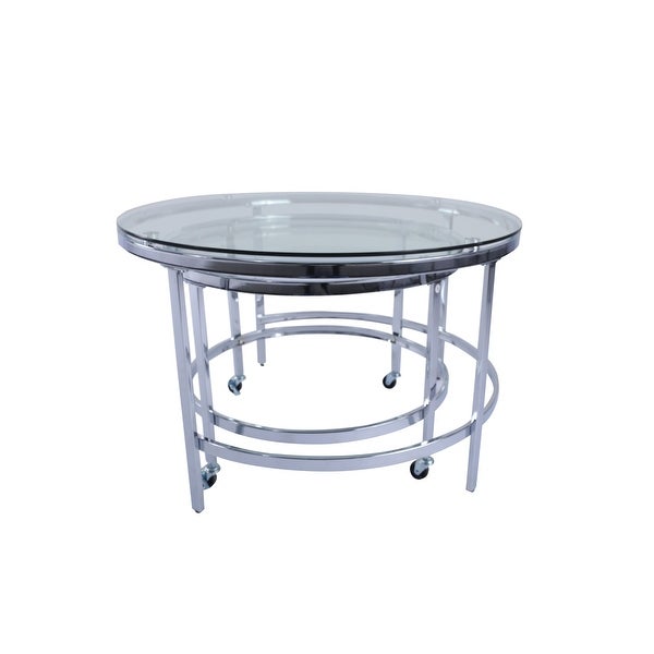 EPOWP Modern Glass Nesting Table Set transparent/Sliver