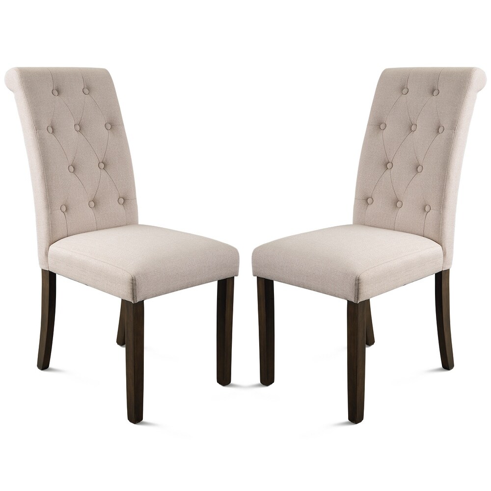 Solid Wood Tufted Dining Chair Set of 2