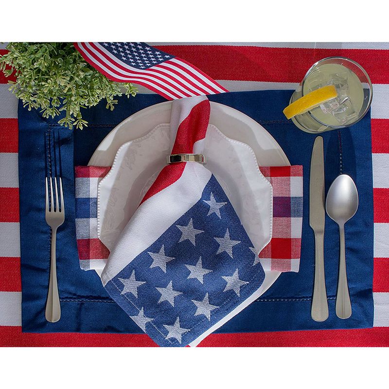 70 Red and White Stars and Striped Round Outdoor Tablecloth