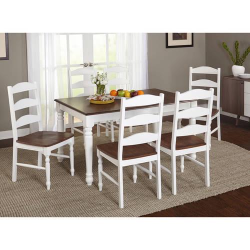 Skipton 7-Piece Dining Set， White/Walnut