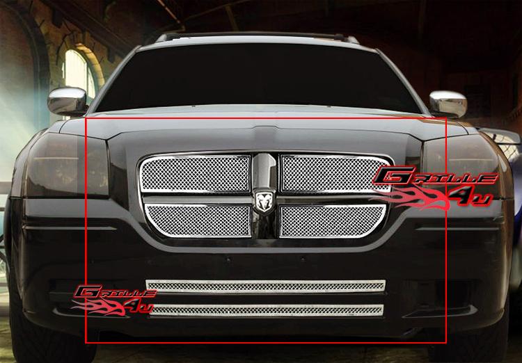 APS Premium Stainless Steel Chrome Mesh Grille Compatible with Dodge Magnum 2005-2007 Combo N19-T28977D