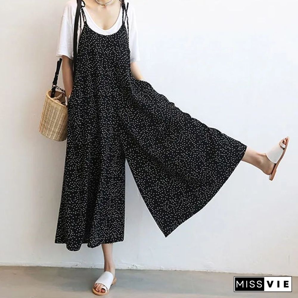 L-5Xl Jumpsuits Women Elegant Polka Dot Bandage Summer Leisure Clothing Popular Retro Female Holiday Loose Japaneses Style Ins