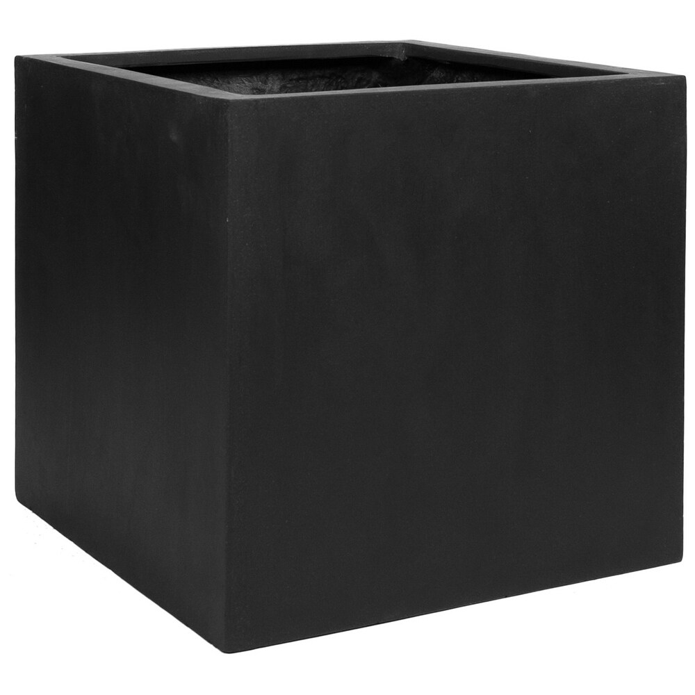 Natural Block Square Planter Pot Indoor Outdoor Fiberstone Planter Box 20 in   Large   20\