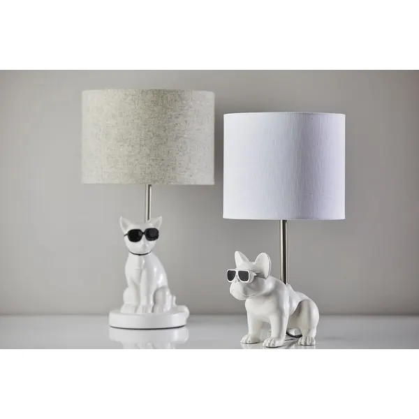 Adesso White Sunny Cat Table Lamp