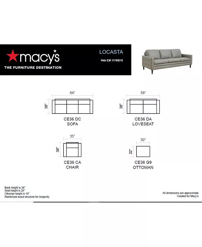 Furniture CLOSEOUT! Locasta 84 Tufted Leather Sofa